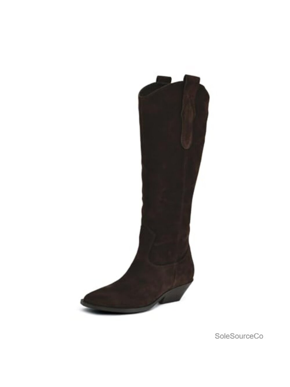 Suede Snip Toe Knee-High Boots Pull-On Heel